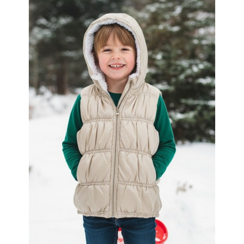 Old Navy Hooded Puffer Vest Gold Size 5T